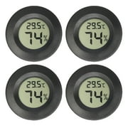 XIRQI 4Pcs Indoor Outdoor Thermometer Wireless Great for Reptile Pet Enclosures Humidity Meter Helps Fine-Tune Humidifier Digital Thermometer,Black